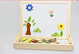 HuaRui木のおもちゃ お絵かきボード 積み木 ホワイトボード 黒板 マグネット パズル 幼児 知育玩具