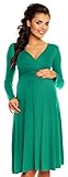 Zeta Ville - 婦人向け 産科 ストレッチ ドレス 帝国 ウエスト - 長い 袖 - 890c (ティール, JA 13, L)