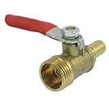 uxcell　レバーハンドルボールバルブ　メス-メス9.5mmPT　赤レバーハンドル　真鍮