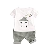 Tovadoo 子供服　二点セット　上着＋ショートパンツ　半袖　お家柄　おもちゃ　縞模様　コットン　可愛い　爽やか　おもしろい　通園　通学　リゾート　海遊び　出産祝い　プレゼント　女の子　男の子　キッ