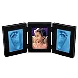 Babyprintフレーム記念品 – -新生児赤ちゃん手&足印刷写真フレーム、画像フレーム3折りたたみ時ベビーシャワーのギフト、ギフト新しいMom、部屋デスクトップ装飾、Preniumクレイ木製フレー