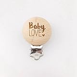 Mamimami Home 天然木製 おしゃぶり クリップ レーザー印刷 3.5x5.5cm 20個 BABY LOVE 安全素材 チュアブル DIY おしゃぶりホルダー 噛がため　赤ちゃんのおもちゃ