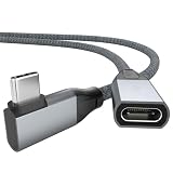 USB Type C 延長ケーブル L字型 1M 90度USB C 3.2 Gen2 メス-オス ケーブル 20Gbps 高速データ転送 PD 100W急速充電 4K@60Hz ビデオ出力対応 Type C 延長コード 高耐久ナイロン編み iPhone 17/16 MacBook Pro/Air iPad MagSafe Galaxy S26 S25などType C機種対応