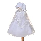 【KiumiBaby】 新生児セレモニードレス ベビードレス　帽子・ケープ・ベビーソックス 4点セット！ 宮参り お披露目 御百日　女の子ドレス (6M)