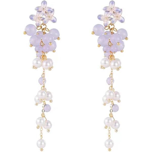 Amazon | Chynian ピアスレディース 藤の花 和風 揺れる 可愛い 紫色