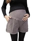 【cute×cute】 かわいい マタニティ 1分丈 ショート パンツ [ アジャスター 調整付き / 選べる3色 ] 大きいサイズも (XL, ライトグレー)