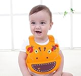 お食事エプロン スタイ よだれかけ 新生児 baby 出産祝い ギフト プレゼント用 ポケット付き シリコンビブ 6ヶ月～3歳 (イエロー)