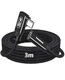 TOMSING USB Type C 延長ケーブル L字 3m 240W/5A PD対応 タイプc 延長コード 20Gbps 高速データタイプCオスからメス変換 スマートフォン/タブレット/ゲーム機/ノートパソコンのタイプｃ機種に対応（ブラック，3m（20Gbps+240W）