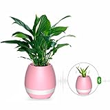 Cisixin 音楽植木鉢 夜間用ライ 魔法植木鉢 bluetooth スピーカー USB接続 LED付き　七色変換　10m有効な距離 スマートタッチ (ピンク)