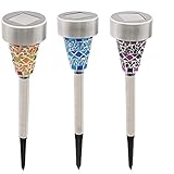 GreeSuit ステンドグラス風 ソーラーライト ガーデンライト（3本セット） 自動点灯/自動消灯