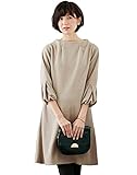 Angeliebe エンジェリーベ マタニティ ワンピース 授乳口付き 起毛 スライバー ボトル ネック 袖口 パフ ワンピ 産前 産後 妊婦服 M ～ L ベージュ 21705 21705102