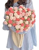 花束になるブランケット かぎ針編みキット フラワーブーケ バラ/スズラン 初心者向け 編み物スターターキット 手芸用品 リビング・寝室用 装飾 (A, 100CM-110CM)
