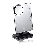 lEshP 36 LEDデスクメイクアップミラーメイクアップミラーポータブルミラーwithライト10 x拡大鏡ライト付きミラーデスク化粧台メイクアップミラー調整可能な輝度LED Comesticミラー