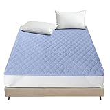 Mafudoxi 防水 敷きパッド セミダブル 防水パッド ベッドパッド 敷パッド マットレスパッド ベッドシーツ ベッドマット 敷きカバー マットレスカバー マットレス 抗菌・防臭・防ダニ 通気性 毛玉なし 洗える ホコリ出ない 四隅強化ゴムバンド付き オールシーズンで使える (セミダブル・120×200cm・スカイブルー)