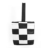 uxcell　携帯電話ポーチ　ホワイト　ブラック　チェックプリント　フェイクレザー　内部　収納ポーチ