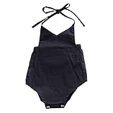 Hzjundasi かわいい赤ちゃんの女の子の夏のドレスハーネスジャンプスーツホルターソリッドカラーワンピースの子供服