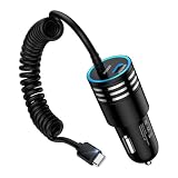 【新型！伸縮コイルケーブル搭載】シガーソケット usb-c 60W急速充電 カーチャージャー PD 高出力 2ポート (30W+30W) 車載充電器 LEDライト付き 1.2M タイプCコイルケーブル iPhone17/16/15/14/13/SE/Mini/pro Xperia Sony Galaxy 12V/24V車対応 (ブラック)