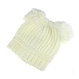歌を愛する 超かわいい 赤ちゃん 子供のための　ダブルボール　ニット 帽子 (白)