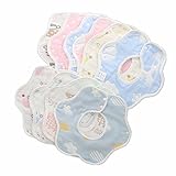 Maruen ビブ スタイ食事用防水ビブ 赤ちゃん スタイ 6重ガーゼコットン ベビー用品 快適で安全な 子供用品 柔らかい綿100% 360°回転可 出産祝い 5枚組 (B組)