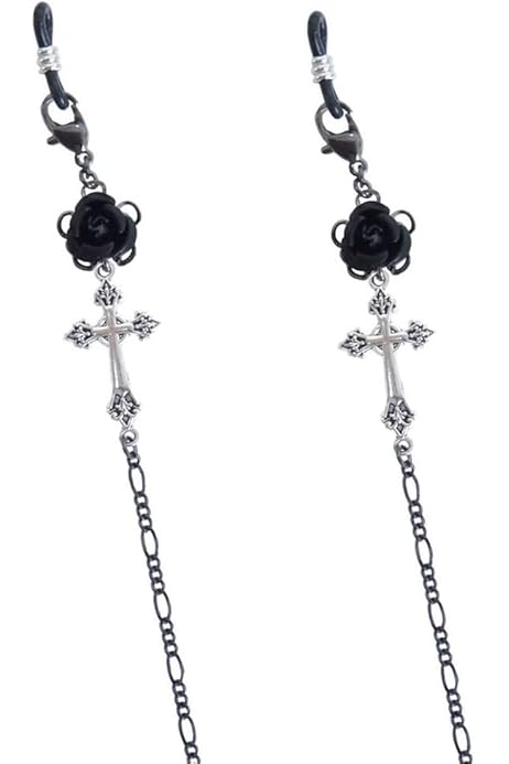 ♪393❤️ 薔薇黒薔薇パールマスクチェーンマスクメガネチェーン