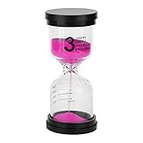 RongSa砂時計 プラスチック+ガラス インテリアタイマー ブラック 砂タイマー カラフルな砂時計 (3分計) 9.7x4.4cm-1個