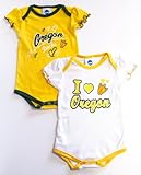NCAA Officially Licensed Oregon Ducks Girlsホワイトとグリーン2pk Onesieクリーパーセット( 0 / 3ヶ月)