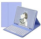2023年型 Fire HD 10 2023 キーボード ケース 丸型キー 可愛い カラーキーボード カラフル Fire HD 10 第13世代 ケース 10.1インチ 分離式 キーボード付き 丸いキー Fire HD 10 2023 タブレット カバー,紫