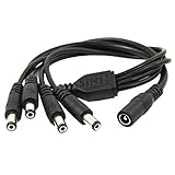 uxcell 防犯カメラ用DC電源4分岐ケーブル　DC電源ケーブル　電源コネクタ　CCTVカメラ用 　1メス－4オス　5.5x2.1mm　44cm長さ