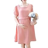 Zhhlinyuan Pregnant Women Fashion Dress マタニティ Casual Loose Short Sleeves Outdoor Nursing Dresses