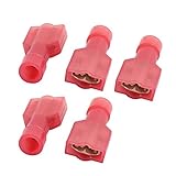 uxcell 絶縁圧着端子　ナイロン製　レッド　22-16AMGワイヤ　 5個入り