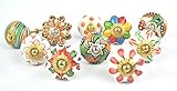 セットの10カラフルなフラワーとリーフドア食器棚キャビネットノブ引き出しPulls Small 1.5 "直径