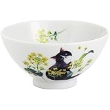 セラミック藍 ひだまり猫 飯碗 菜の花 サイズ:約φ11.5 H6 23207