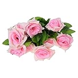 SODIAL(R) 人工ライト　ピンクローズ葉っぱ　ヴァインズガーランド植物　家の装飾　ガーデン