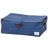 不二貿易 デニム風 ファブリック収納ボックス 蓋付き Lサイズ ブルー 幅54.5×奥行38cm 24530