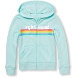THE CHILDREN'S PLACE(ザ・チルドレンズプレイス) ガールズアクティブロングスリーブインベリッシュグラフィックフルジップフード ヘザーアクア アウターパーカー 5～6歳【並行輸入】