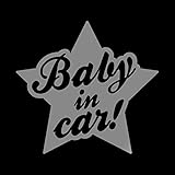 星型 Baby in car カッティング ステッカー シルバー 銀