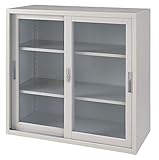 【アウトレット品】【新品】単体書庫　33式　ガラス引違い　幅880×奥行400×高さ880　ニューグレー色　UO-F248