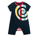 半袖カエルロンパース しましまぐるぐるシリーズ カラフル サイズ：６０