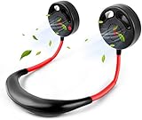 ハンズフリー ダブルファン扇風機 首掛け扇風機【2020年進化版 羽根なし】ポータブル ミニ扇風機 携帯扇風機 usb充電式 ダブルファン