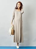 Angeliebe エンジェリーベ マタニティ ワンピース 授乳口付き とろみ素材 ボートネック ワンピ 妊婦服 産前 産後 長袖 S ～ M グレージュ 21763 21763301