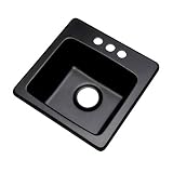 Dekor Sinks 27399Q Duxbury Composite Granite Prep Sink with Three Holes, 16", Black [並行輸入品]