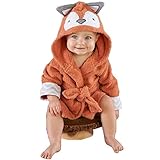 Hooy赤ちゃんのお風呂には、新生児の純綿のバスタオルは、帽子の赤ちゃんのお風呂のタオルまで (褐色, 0-12 month)