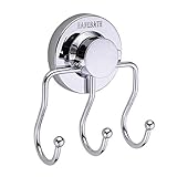 hanebathスーパー強力真空吸盤アクセサリ – Strongステンレススチールローブフック、シャワーキャディ、Soap料理の浴室&キッチン、クロム 3 Hooks DG75719