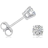 AGS認定 1/2ct tw.ラウンドダイヤモンドスタッドイヤリングセット 14 Kホワイトゴールド