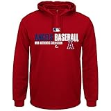 Los Angeles Angels of Anaheim MLBメンズチームお気に入りThermabaseパフォーマンスフード付きフリースレッド( M )
