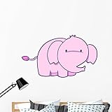 Wallmonkeys wm211590キュートピンクLittle Baby Elephant – 2 peel and stick wall decals 48"H x 37"W - x Large