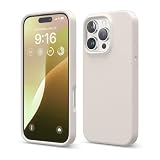 elago iPhone 16 Pro ケース 対応 高級 液体 シリコン ケース 全面保護カバー 耐衝撃 スリム スマホケース 傷防止 ソフトマイクロファイバー裏地 6.3インチ (ストーン)