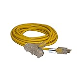 ALEKO EC12G3P25 ETL Heavy Duty 25' Extension Cord SJTW Triple Tap Lighted Plug 12/3 Gauge Indoor Out