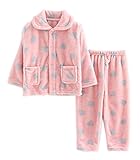 フランネルキッズパジャマピンクのハートソフトSleepsuitコーラルベルベット寝間着Nightcloth