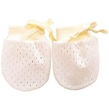 【かきむしり】【保護】 メッシュ新生児ミトン：イエロー